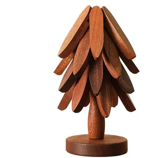 Untersetzer Holz Set Für Baumkunst Holzuntersetzer Tree Weihnachtsbaum Topfuntersetzer rutschfeste Baumform Ständer