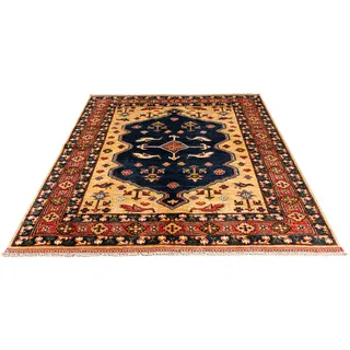 morgenland Orientteppich »Afghan - 200 x 152 cm - dunkelblau«, rechteckig, 7 mm Höhe, Wohnzimmer, Handgeknüpft, Einzelstück mit Zertifikat morgenland Dunkelblau B: 152 cm   1 St.