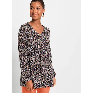 Inspirationen Langarmshirt "Druck-Tunika" 1 Stk., schwarz, papaya, bedruckt