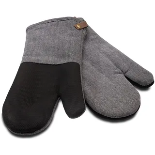 Cuisinart Neopren-Ofenhandschuhe, Grau, 2er-Set, Fischgrätenmanschette, Kunstleder-Aufhängeschlaufe, Rutschfest, Hitzebeständig