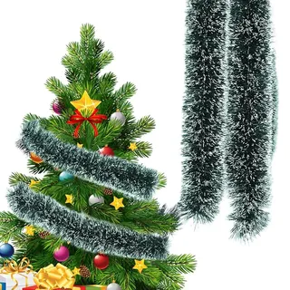 10m Girlande Weihnachten, Weihnachtsdeko, Weihnachtsdeko Outdoor, Tannengirland Girlande Tannengrün Christmas Garland, Tannengirlande Künstlich wie Echt Weihnachten Deko für Innen Außen
