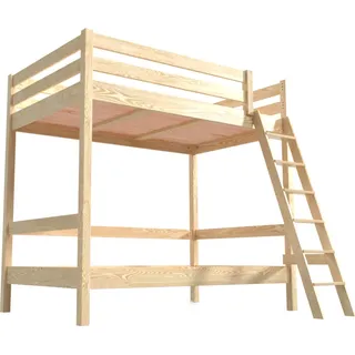 Etagenbett 2-Sitzer 120x200 für Erwachsene Treppe Holz Sylvia - Naturlack