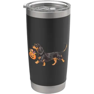 Black and Tan Dackel Halloween Süßes oder Saures Doppelwandiger Edelstahl-Thermobecher