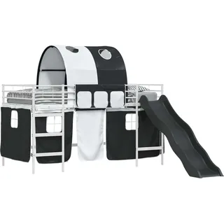 Kinder-Etagenbett Weiß und Schwarz 107 x 200 cm Metall - Weiß