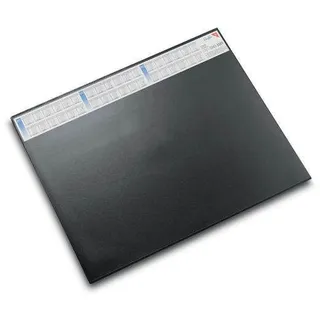 Läufer 44656 Durella DS Schreibtischunterlage mit transparenter Auflage und Kalender, rutschfeste Schreibunterlage, 52 x 65cm, schwarz