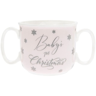 Baby's 1st Weihnachten Doppel Griff Becher Geschenk - Pink