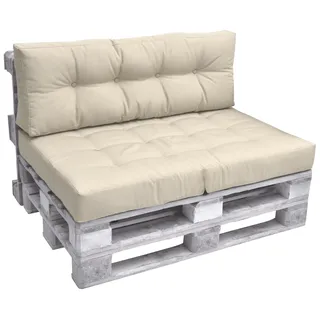 Beautissu Palettenkissen Outdoor 1x Sitzkissen & 1x Rückenkissen, Natur - Naturbelassen