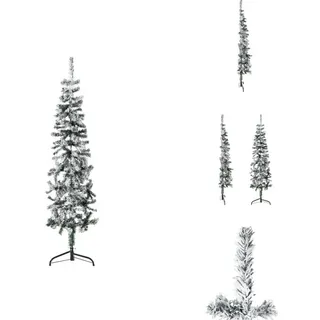 vidaXL Künstlicher Halb-Weihnachtsbaum mit Schnee Schlank 150 cm -  Weihnachtsbäume - Grün