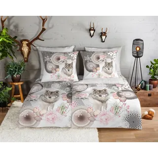 Muller Textil Wendebettwäsche Isaci Mandala Grau 135 x 200 cm + 80 x 80 cm
