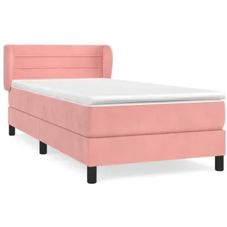 vidaXL Boxspringbett mit Matratze Rosa 100x200 cm Samt - Rosa