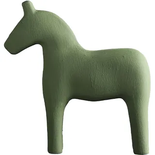 Tissting Holz Pferde Deko Figur 16cm/22cm Kleine Schreibtisch Handbemalt Reine Farbe Pferde Statue Bücherregal Tier Skulptur Kunst Handwerk für Wohnzimmer Schlafzimmer Kinderzimmer(22x23.5cm Grün)