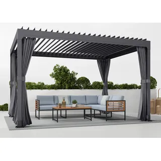Pavillon KONIFERA "Palma", grau (grau, grau, dunkelgrau), B/H/T: 394cm x 244cm x 304cm, Pavillons, Pavillon, Pergola, mit Lamellendach, Topseller