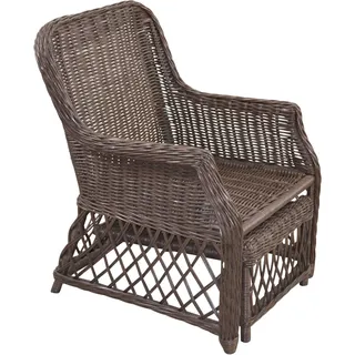 Home Affaire Rattanstuhl Handarbeit 67 x 91 x 75 cm Braun mit Hocker und Kissen