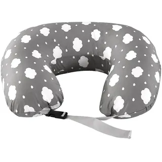 Stillkissen für das Stillen, Ergonomisches Stützkissen Schwangerschaftskissen für Mutter Baby, Stillkissen in Übergröße mit Verstellbarem Taillengurt & abnehmbarem Baumwollbezug (Plusgröße-Grau)