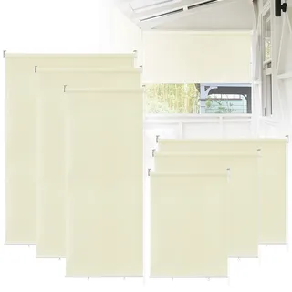 UISEBRT Außenrollo Senkrechtmarkise Verdunkelungsrollo Außen Balkonrollo Sichtschutz Rollo Beschattung Sonnenschutzrollo UV Schutz (180 * 140cm, Beige)