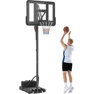 sportnow Basketballkorb Outdoor, Verstellbare Korbhöhe 230-305 cm, Basketballständer mit 110 x 75 cm bruchsichere Rückwand mit Rädern, gefederter Korb, Gewicht