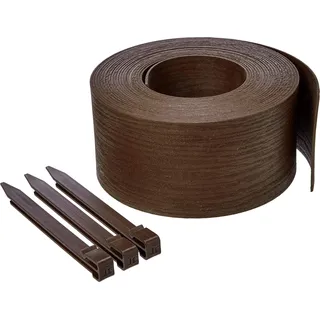 Amazon Basics Raseneinfassung mit 10 Pfählen, 13 cm/5 Zoll x 12 m/40 Fuß, Braun