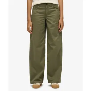 Superdry für Damen. W7011313A Grüne Baggy Chino-Hose (32/30), Lässig, Baumwolle