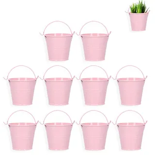10er Pack Mini Metall Eimer Pflanzgefäß, Rosa Klein Bunter Metalleimer, Hängender Blumentopf Sukkulente Pflanzgefäße Für Balkongarten, Heimdekoration, 4,4x5,5cm Mini Blumentopf Garten Container