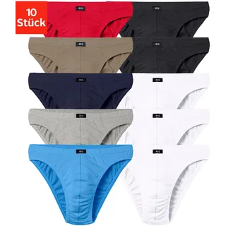 Slip H.I.S "Herren Minislip", Herren, Gr. 6L, 10 Stk., bunt (rot, blau, marine, khaki, grau, meliert, schwarz, weiß), Jersey, Obermaterial: 95% Baumwolle, 5% Elasthan, unifarben, körpernah, Unterhosen Slip, in Baumwoll-Mix, Topseller