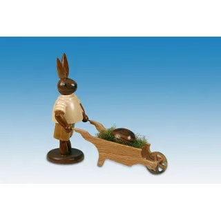 Osterhase Hase mit Schubkarre und Osterei natur Höhe ca 7,5 cm NEU Osterfigur