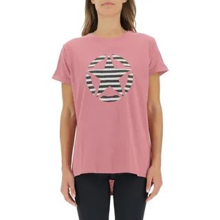 JEEP O102613-P490 J Woman T-Shirt Oversize Star Striped Print Turn-up Sleeve J22W Dusty Rose L