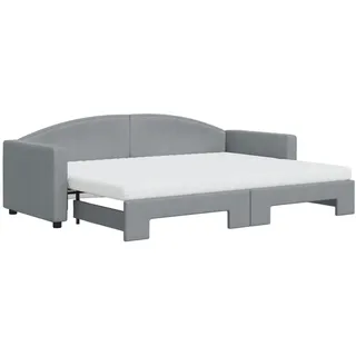 vidaXL Tagesbett Ausziehbar mit Matratze Hellgrau 80x200 cm Stoff - Grau