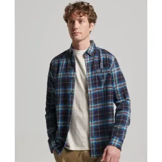 Superdry für Herren. M4010727A Holzfällerhemd aus Bio-Baumwolle in navy kariert (S), Lässig, Langarm, Nachhaltig, Marine