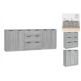 vidaXL 3-tlg. Sideboard Grau Sonoma Eiche-Optik Holzwerkstoff