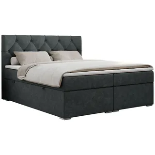 MKS Boxbett Alda 120/200 Dunkelgrau Struktur - H4 , Textil , H4 , Rechteckig , 120x200 cm , Schlafzimmer, Betten, Boxspringbetten
