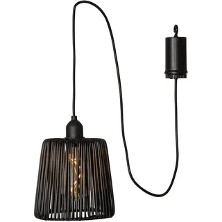 Star Trading Hängeleuchte Batterie TWINE – Outdoor Pendelleuchte Batteriebetrieben, Rattan-Look, IP44, Timer, Warmweiß, Hängelampe ohne Strom für Balkon & Terrasse