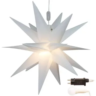 Faltstern Ø 45 cm weiß 18 Zacken aus Kunstoff-Folie mit LED-Birne warmweiß Weihnachtsstern - Weiß