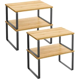 SONGMICS Gewürzregal, 4er Set, erweiterbar, stapelbar, mit Metallrahmen | Küchenregal, Küchen-Organizer, Gewürzhalter, 29,7x19,5x15,6 und 29,7x18,5x13,5 cm, Gelb und Weiß, BYSTRO Kollektion KCS10NB