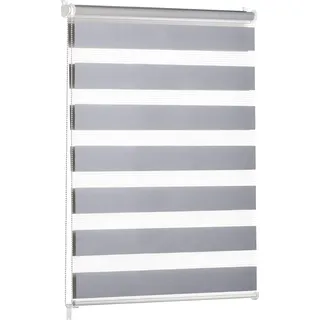 Blumtal Doppelrollo 60 x 130 - 155cm - Klemmfix Rollo, Rollos für Fenster ohne Bohren, Klemmrollo für Fenster & Türen, Hellgrau - Grau