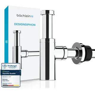 Bächlein Design Siphon Universal für Waschbecken & Waschtisch - Abflussgarnitur passgenau - Geruchsverschluss mit Reinigungsöffnung + Einbauanleitung - Designsiphon Ablaufgarnitur Röhrensiphon