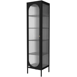 Ml-Design Vitrinenschrank Schwarz 175/42,5/40 cm , Metall , Rechteckig , 42x175x40 cm , Esszimmer, Vitrinen, Vitrinenschränke