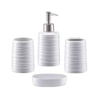 Zeller Bad-Accessoires-Set, 4-teilig, Keramik, weiß