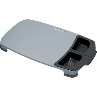 MasterClass Erhöhtes, rutschfestes Kunststoff-Schneidebrett mit Schubladen, 47 x 28 x 4 cm (18,5" x 11" x 1,5") - Schwarz / Grau