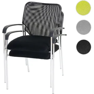 2er-Set Besucherstuhl Tulsa, Konferenzstuhl stapelbar, Stoff/Textil ~ Sitz schwarz, Rückenfläche sch