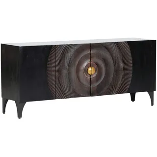 Ambia Home Sideboard , Schwarz, Goldfarben , Holz , Akazie , massiv , 3 Fächer , 177x78x47 cm , Typenauswahl, stehend , Holzmöbel, Wohnwände Holz, Wohnwand Serien Holz