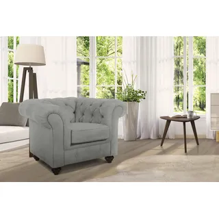 Sessel HOME AFFAIRE "Duc Chesterfield", grau (hellgrau), B:105cm H:74cm T:89cm, Samtoptik (100% Polyester);Samtoptik (100% Polyester);Luxus-Microfaser Lederoptik (100% Polyester), Sessel, Sessel, hochwertige Knopfheftung im Rücken, Samtoptik mit changierender Optik