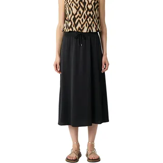 Comma A-Linien-Rock mit elatstischem Bund und Kordelzug, schwarz