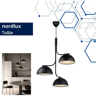 Pendelleuchte Nordlux Tullio 3-flammige Hängelampe Schwarz Metall Skandinavisch - Schwarz