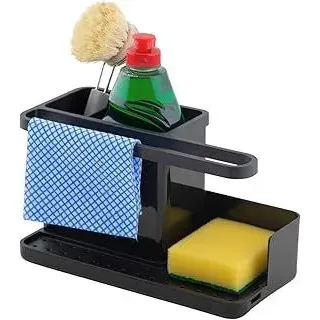 simplywire – Spülbecken-Caddy – Spülbecken-Organizer – Abnehmbare Auffangschale – Rutschfest – Schwarz - Schwarz