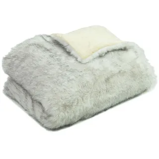 ZOLLNER Kuscheldecke 150x200 cm, Kunstfelldecke, Wendedecke, Mikrofaser, beige