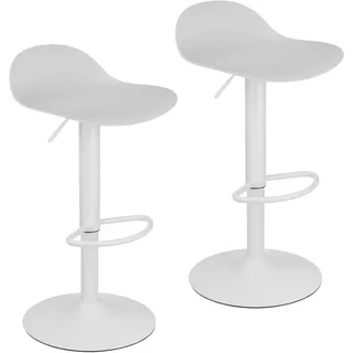 Baroni Home 2er Set Barhocker mit Verstellbarer Höhe, Barstuhl mit kratzfester Boden und Fußablage, Tresenhocker für Küche, Restaurant und Bar, 41x40x64-86 cm, 2 Stück, Weiß