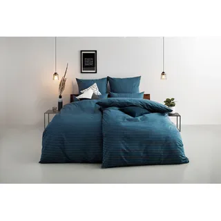 Bettwäsche BRUNO BANANI "Jassen", blau (petrol, grau), B/L: 155cm x 220cm, 1 Stk., 1 Stk., Flanell, B/L: 80cm x 80cm, 2, Flanell, Obermaterial: 100% Baumwolle, Bettwäsche, Bettwäsche, moderne Bettwäsche aus Baumwolle, Streifen-Design, mehrere Qualitäten