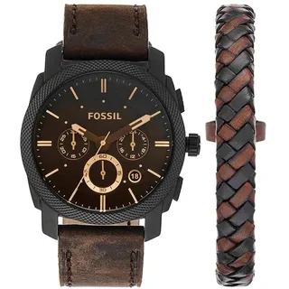 Fossil Machine Chronograph Leder 42 mm FS5251SET