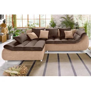 Home Affaire Ecksofa "Imolla modern, Breite 270cm, bequem, aktuelle Steppung im Sitz, L-Form", braun (hellbraun, dunkelbraun), B:270cm H:90cm T:104cm, Luxus-Microfaser ALCAZAR (100% Polyester) / Struktur (100% Polyester);Zierkissen: 100% Polyester;Microfaser 