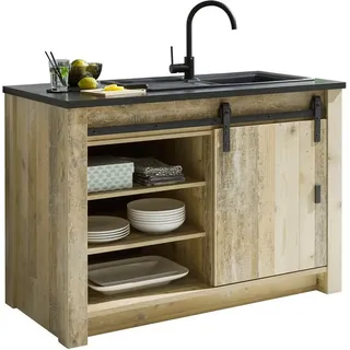 Home Affaire Spülenschrank Sherwood 133 x 64 x 93 cm Braun